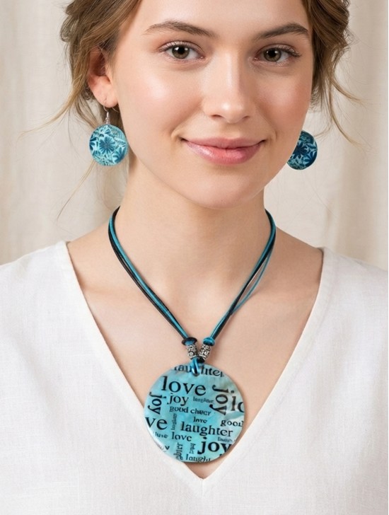 Fashion Letters Print Nacklace and Earrings Set Fashion Letters Print Nacklace and Earrings Set